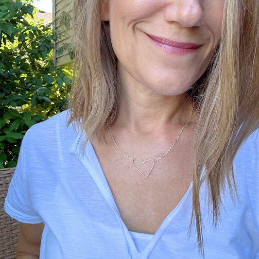 Heart of Gold - Dainty Sterling Silver and Gold Heart Necklace