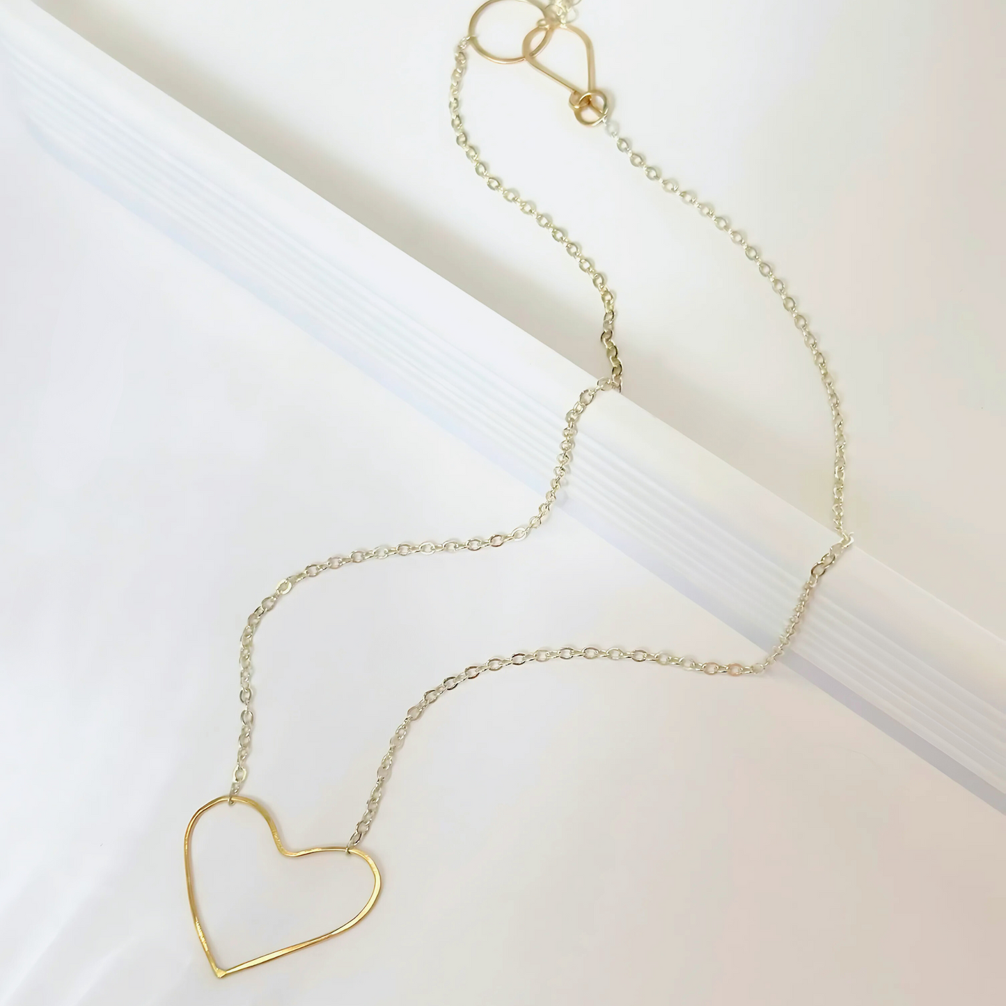 Heart of Gold - Dainty Sterling Silver and Gold Heart Necklace