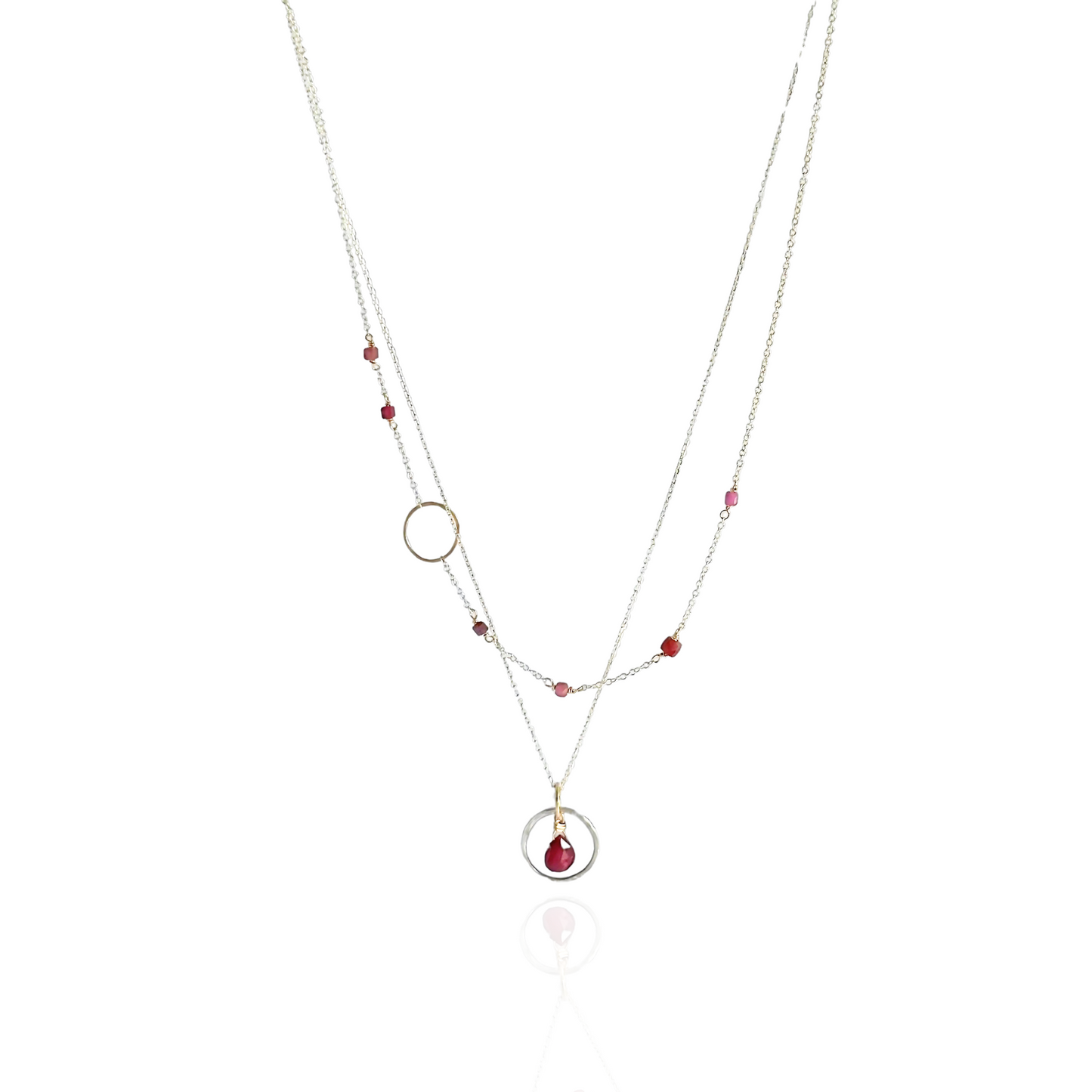 Ruby Radiance - Layered Ruby and Sterling Silver and Gold Necklace