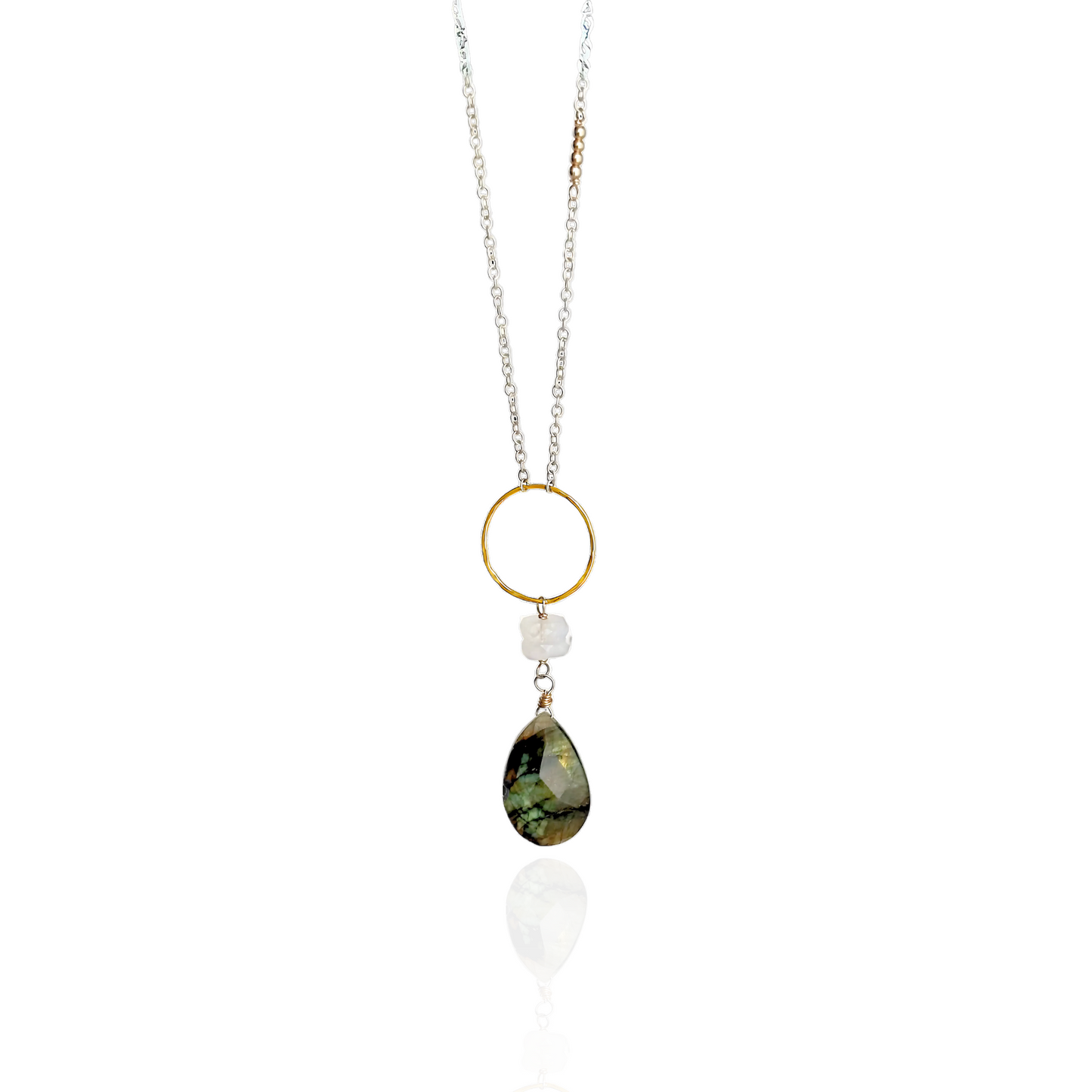 Lunar Radiance - Labradorite & Moonstone Lariat Necklace