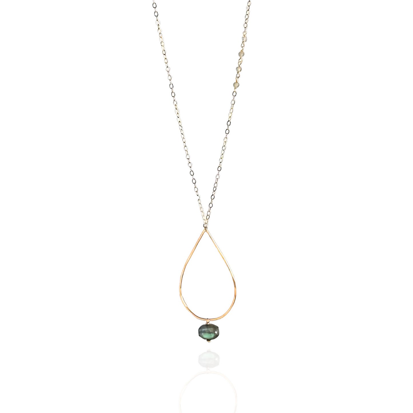 Radiant Wisdom - Sterling Silver and Gold Hoop Labradorite Necklace