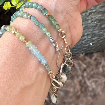Calm and Clarity - Moss Aquamarine and Gold Bracelet