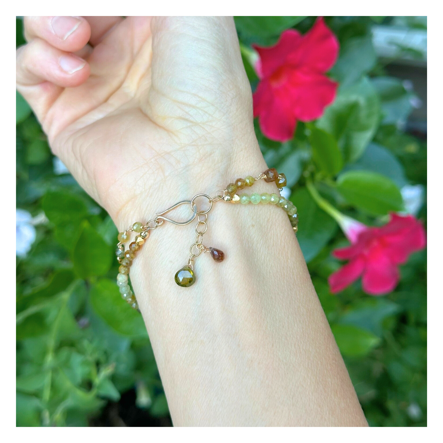 Watch Me Grow | Green Garnet & Gold-Filled Double Strand Bracelet
