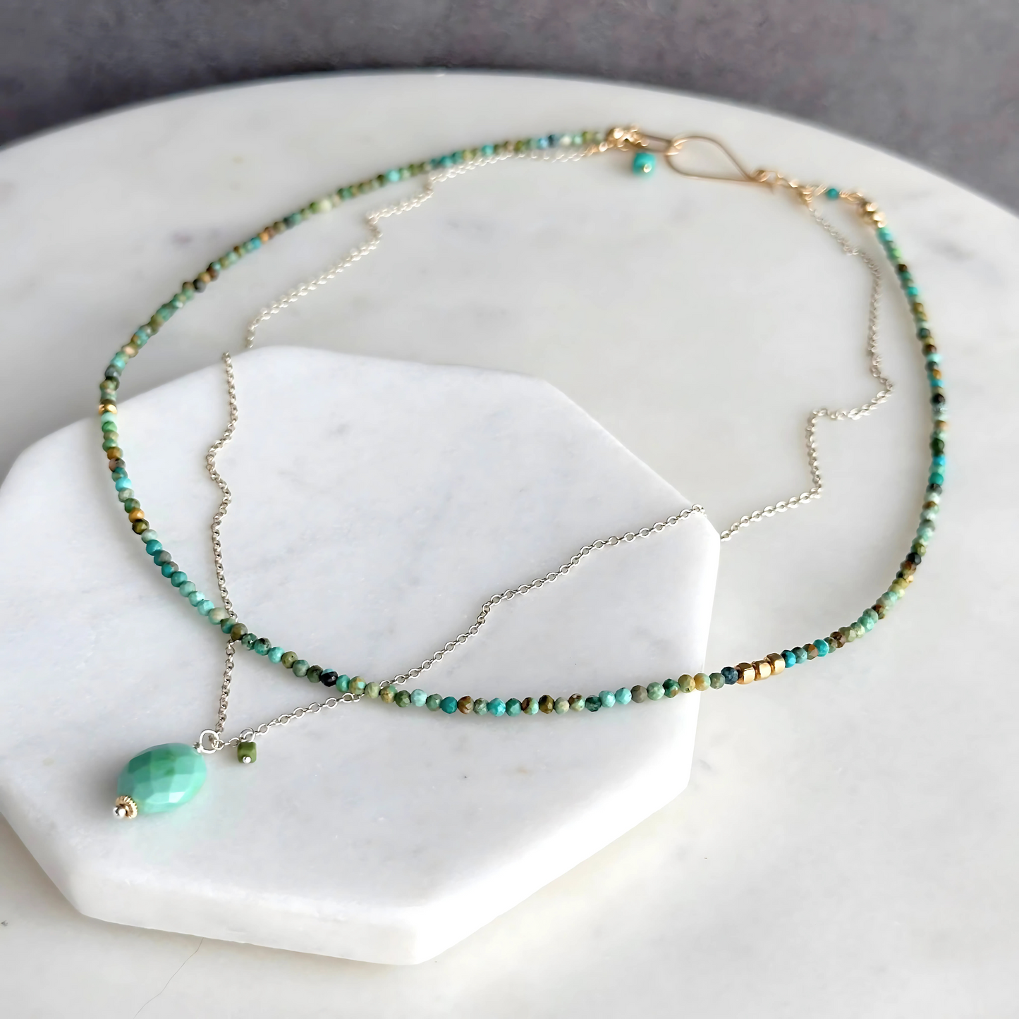 Clear Waters - Layered Sterling Silver Sleeping Beauty Turquoise Necklace