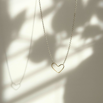 Heart on my Sleeve - Dainty Sterling Silver and Gold Necklace