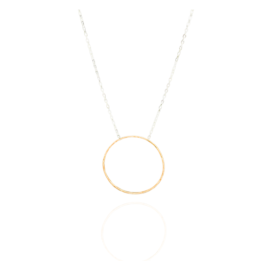 Unity in Connection - Dainty Sterling Silver and Gold Large Hoop Necklace