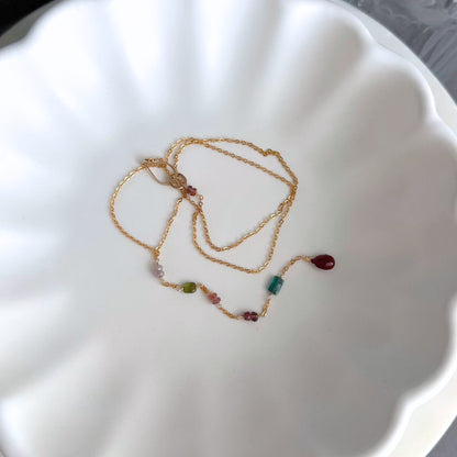 One True Thing | Gold-Filled Lariat with Sapphire, Tourmaline & Ruby