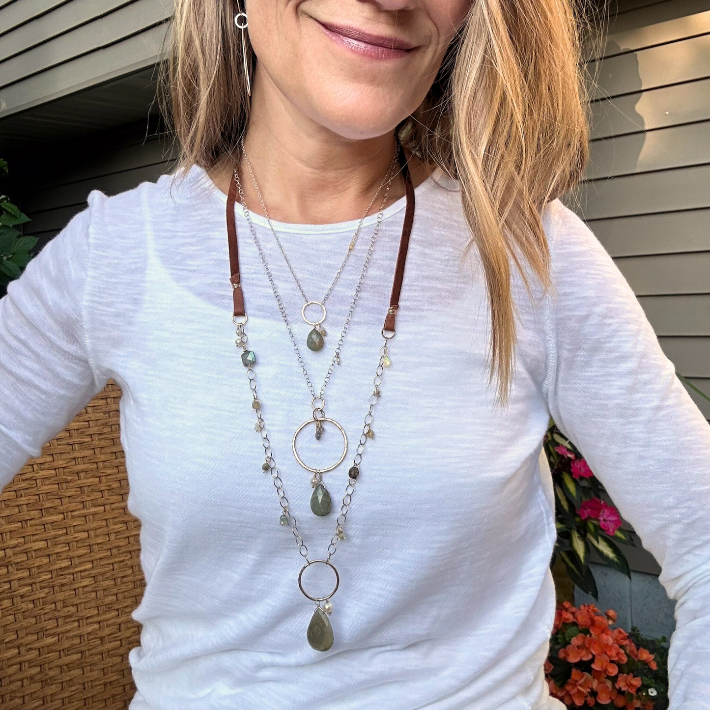 See Me Clearly - Sterling Silver and Gold-Filled Hoop & Cat's Eye Necklace