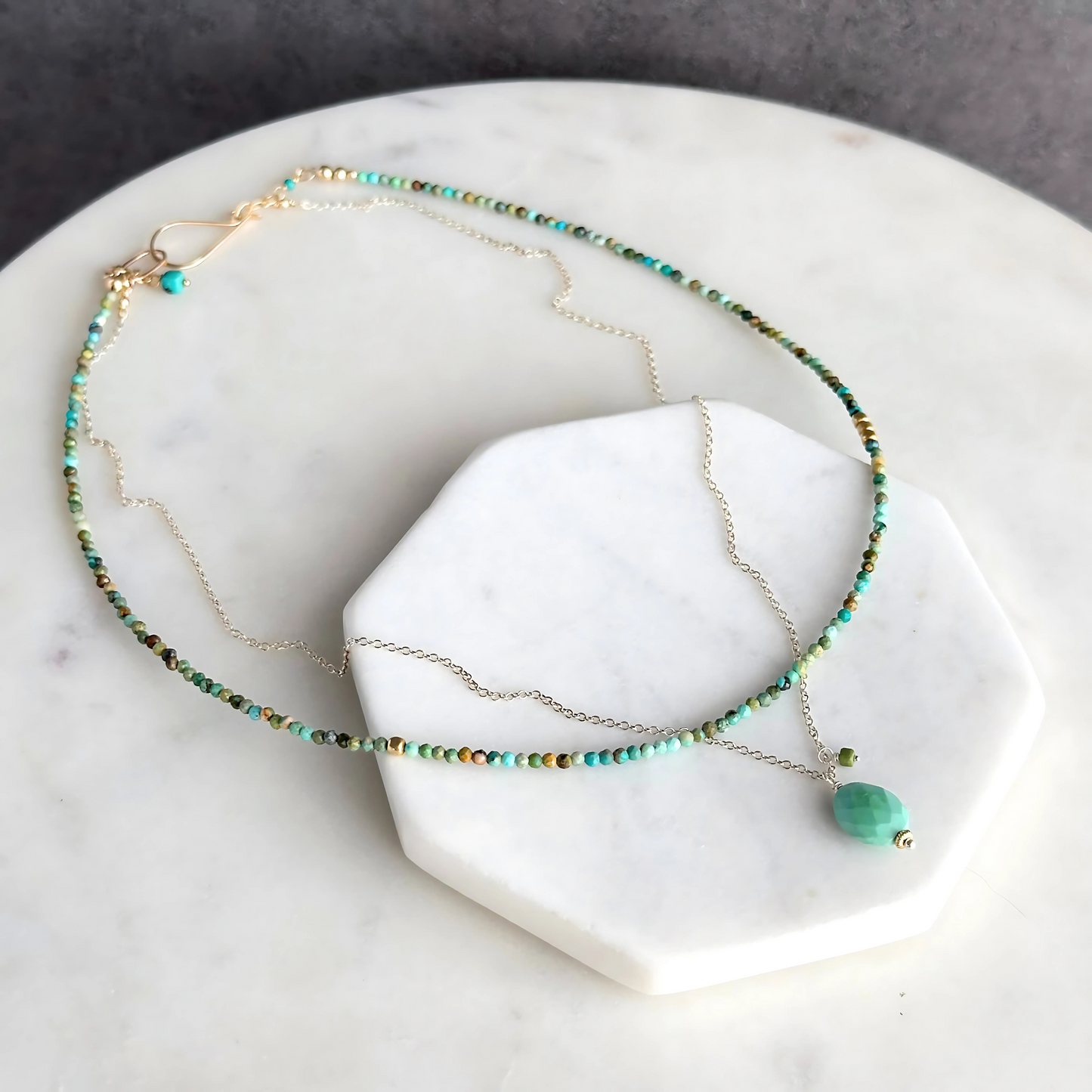 Clear Waters - Layered Sterling Silver Sleeping Beauty Turquoise Necklace