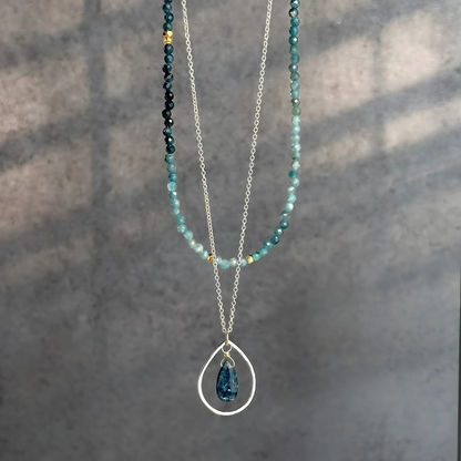 Serene Reflections | Blue Tourmaline, Kyanite & Gold Necklace