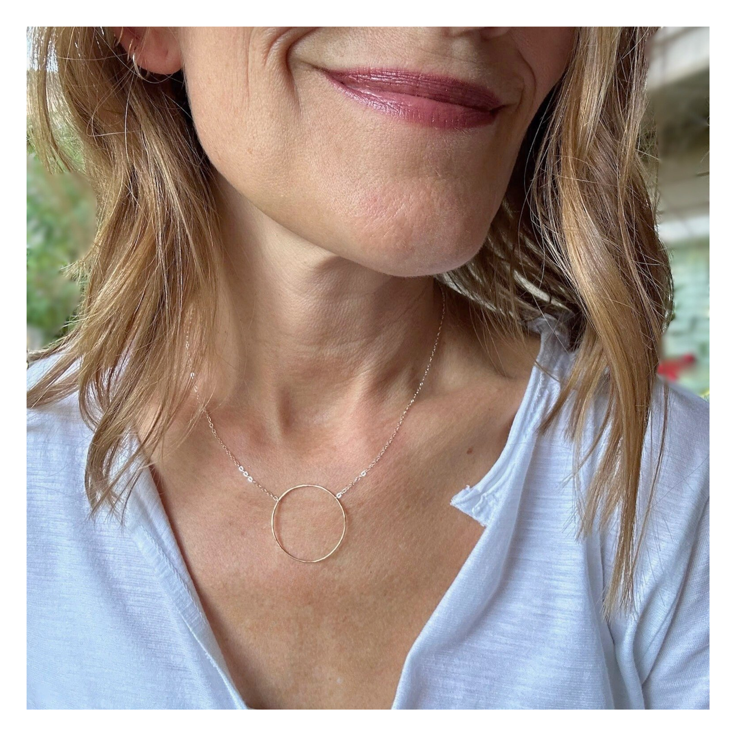 Unity in Connection - Dainty Sterling Silver and Gold Large Hoop Necklace