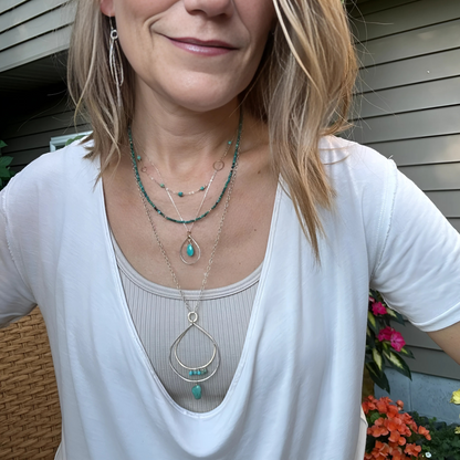 Tuquoise Joy - Dainty Sterling Silver and Turquoise Choker Necklace