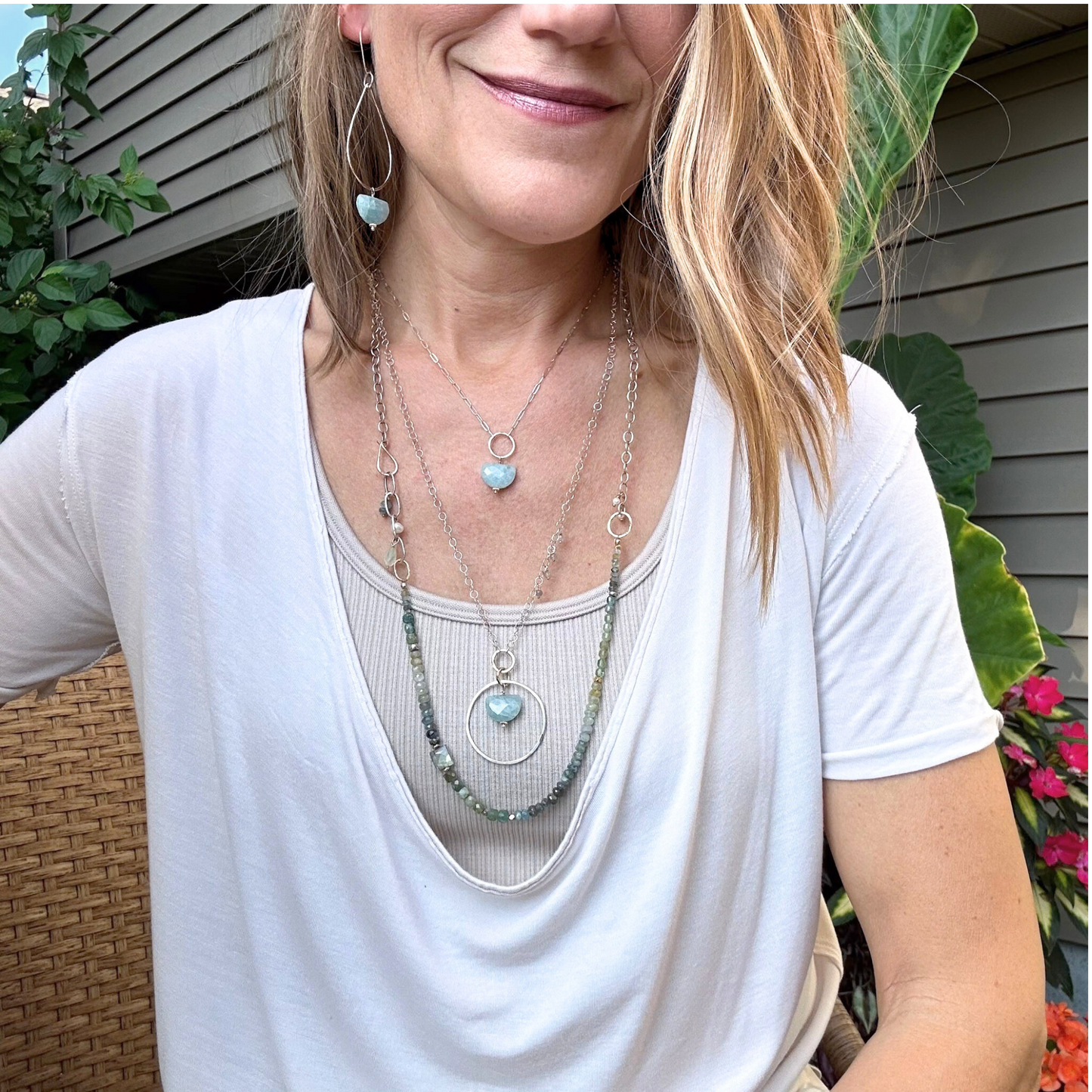 Ocean's Insight Necklace - Sterling Silver Aquamarine & Labradorite Necklace