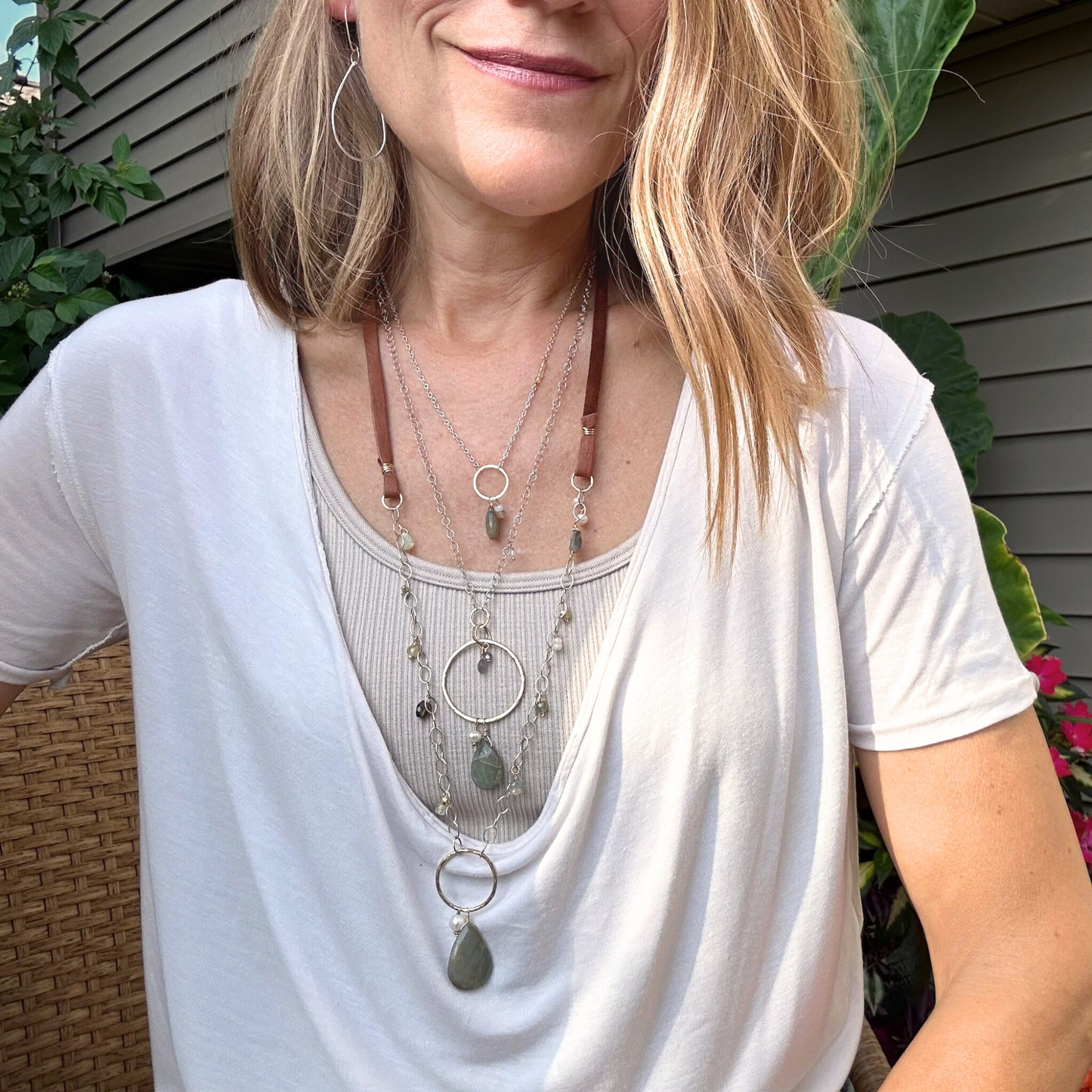 See Me Clearly - Sterling Silver and Gold-Filled Hoop & Cat's Eye Necklace