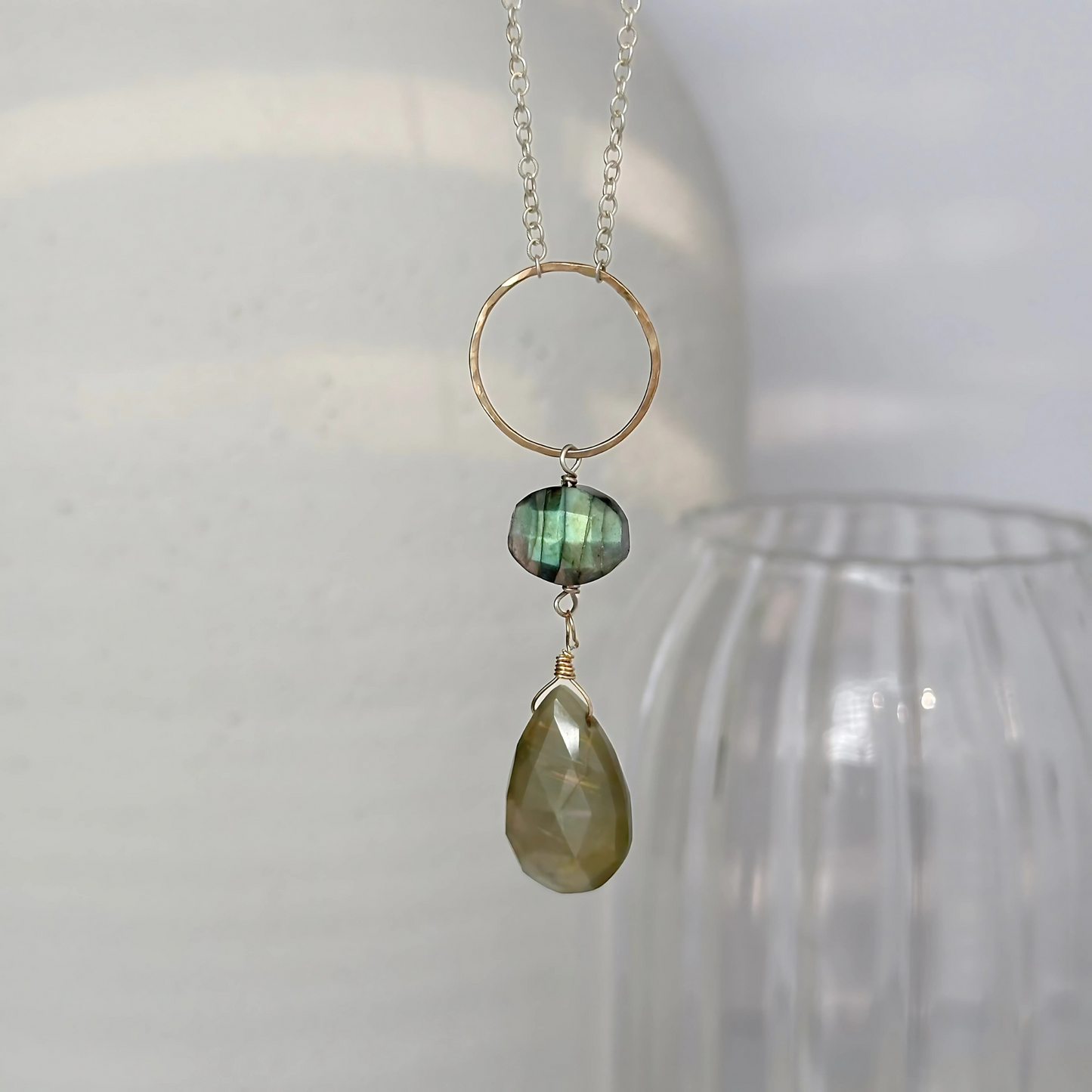 Elegant Insight - Labradorite & Cat’s Eye Lariat Necklace
