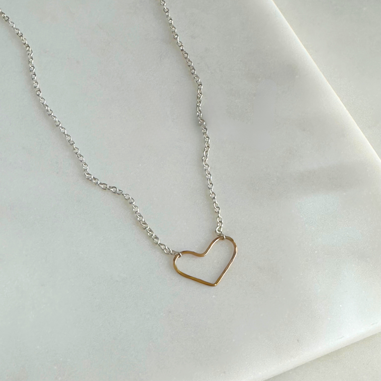 Heart on my Sleeve - Dainty Sterling Silver and Gold Necklace