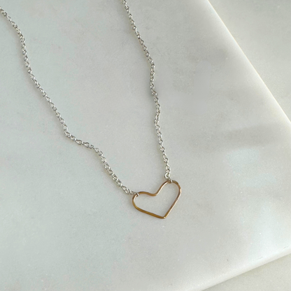 Heart on my Sleeve - Dainty Sterling Silver and Gold Necklace