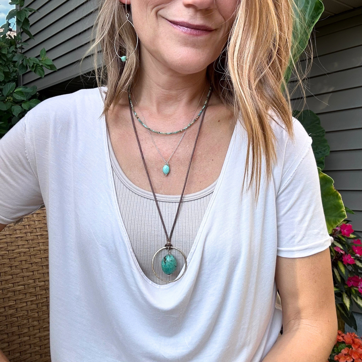 Clear Waters - Layered Sterling Silver Sleeping Beauty Turquoise Necklace
