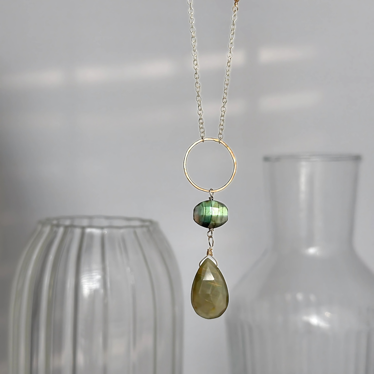Elegant Insight - Labradorite & Cat’s Eye Lariat Necklace