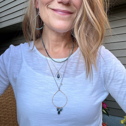 Serene Reflections | Blue Tourmaline, Kyanite & Gold Necklace