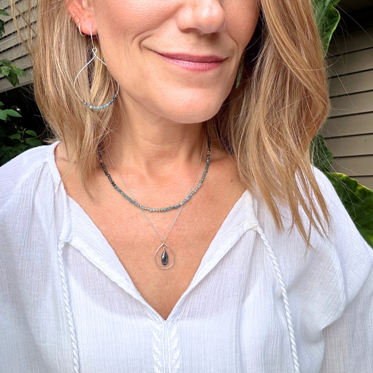 Serene Reflections | Blue Tourmaline, Kyanite & Gold Necklace