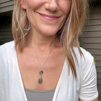 Elegant Insight - Labradorite & Cat’s Eye Lariat Necklace
