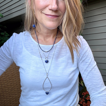 Clarity in Blue - Sterling Silver and Gold Hoop Lapis Necklace