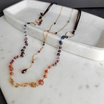 Beautiful Spirit | Gold-Filled Lariat with Sapphire, Iolite & Garnet