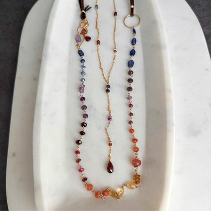 Beautiful Spirit | Gold-Filled Lariat with Sapphire, Iolite & Garnet