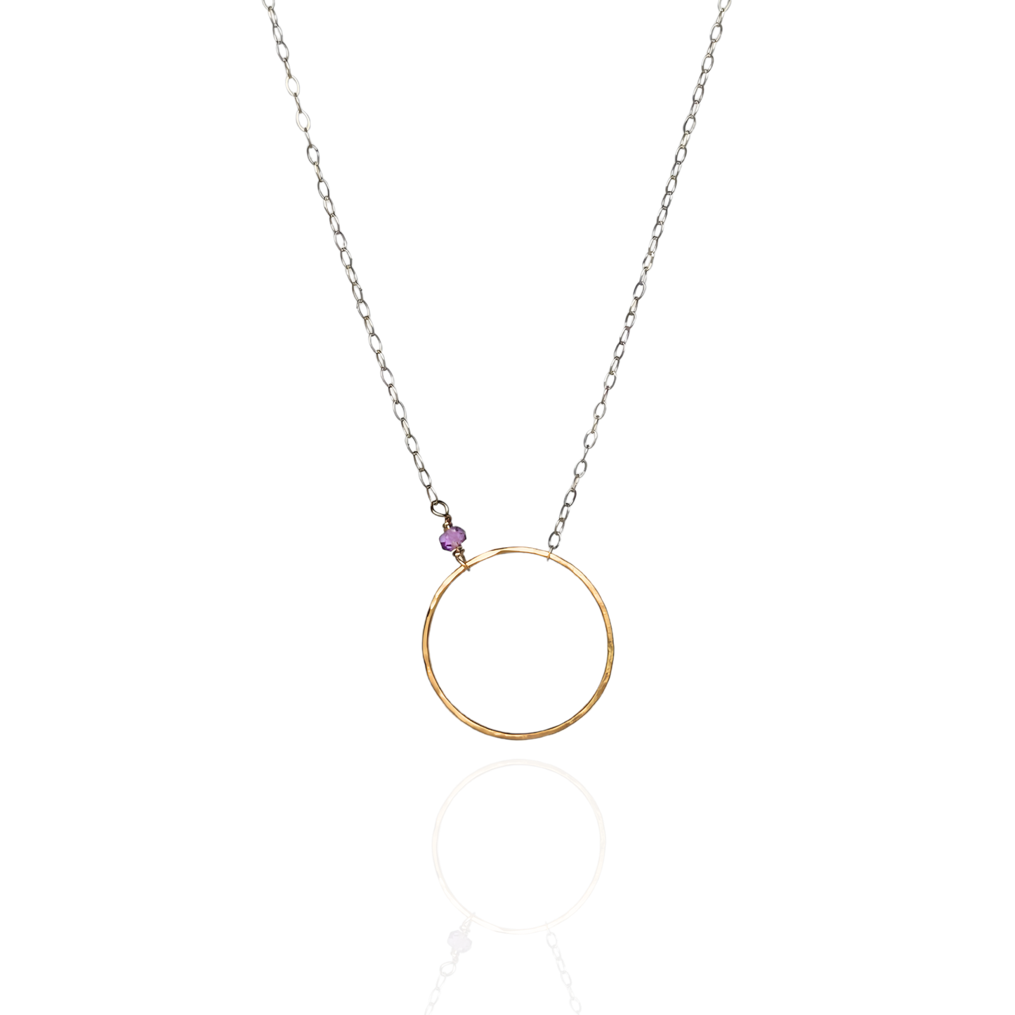 Open Heart | Sterling Silver & Gold Necklace with Amethyst