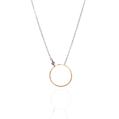 Open Heart | Sterling Silver & Gold Necklace with Amethyst