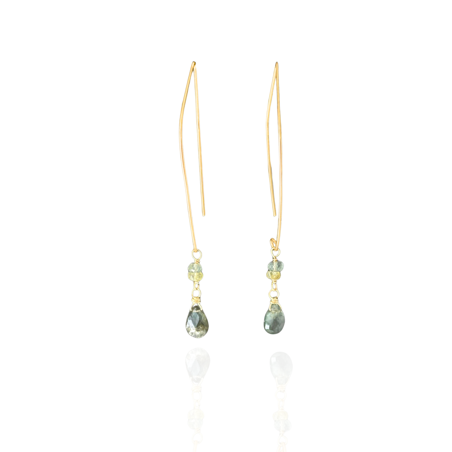 Balanced Tide | Moss Aquamarine Gold Earrings