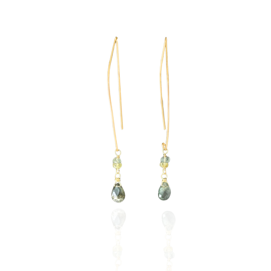 Balanced Tide | Moss Aquamarine Gold Earrings