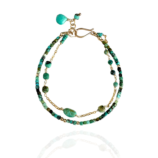 Wise & True – Turquoise Gold-Filled Double-Strand Bracelet