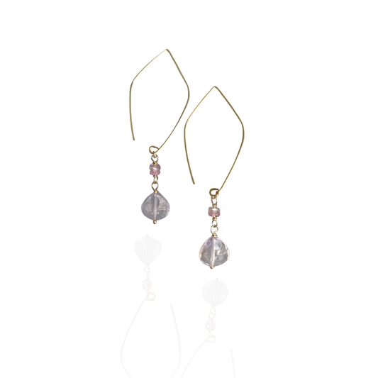 Steady Light | Pink Sapphire and Amethyst Drop Earrings