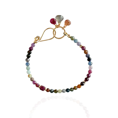 Radiant Wisdom – Sapphire & Ruby Gold-Filled Bracelet