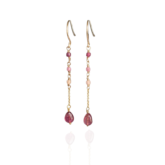 True Presence | Tourmaline Gold Chain Earrings