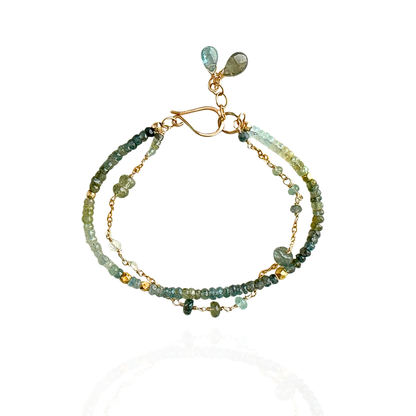 Moment of Zen – Moss Aquamarine Gold-Filled Double-Strand Bracelet