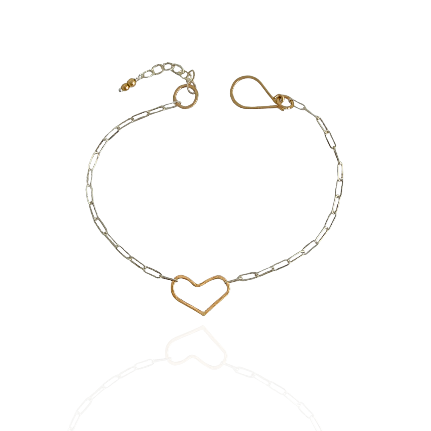 Always There | Tiny Sterling Silver and Gold Heart Bracelet