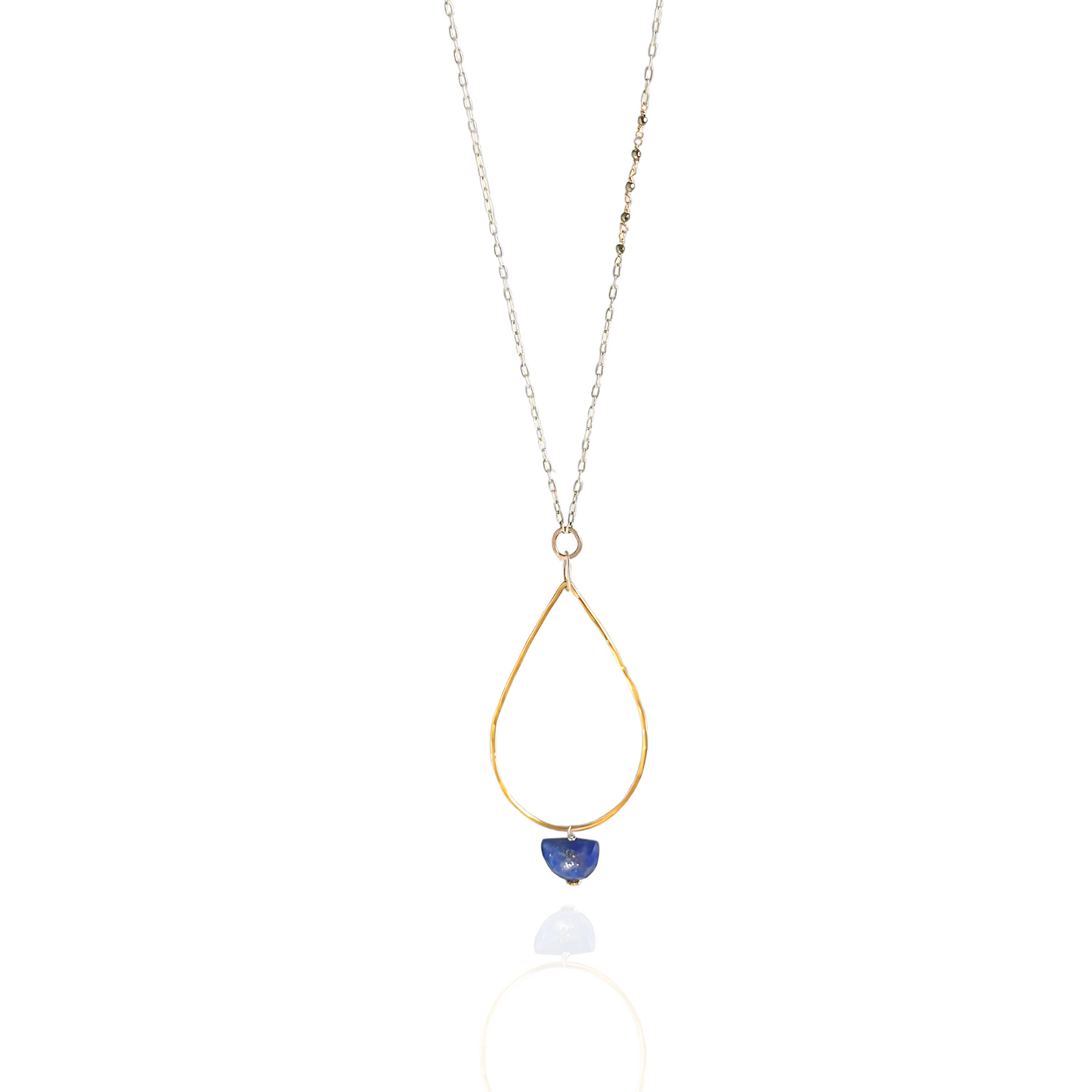 Clarity in Blue - Sterling Silver and Gold Hoop Lapis Necklace