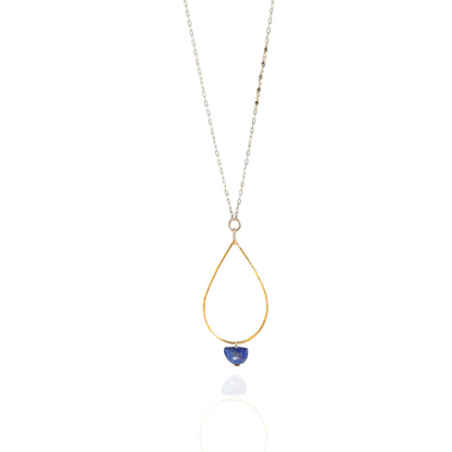 Clarity in Blue - Sterling Silver and Gold Hoop Lapis Necklace