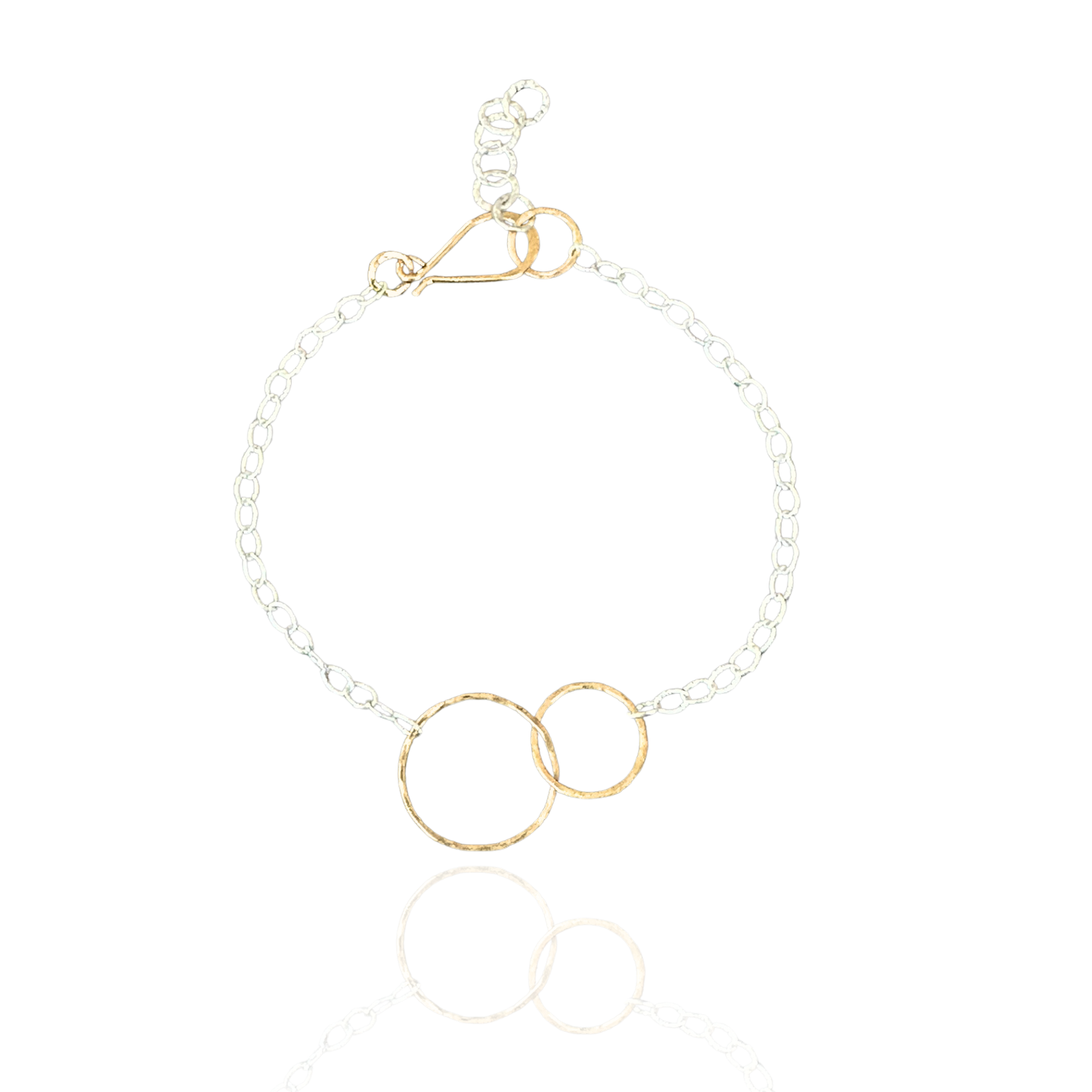 Simple Bond — Sterling Silver & Double Gold  Hoop Bracelet