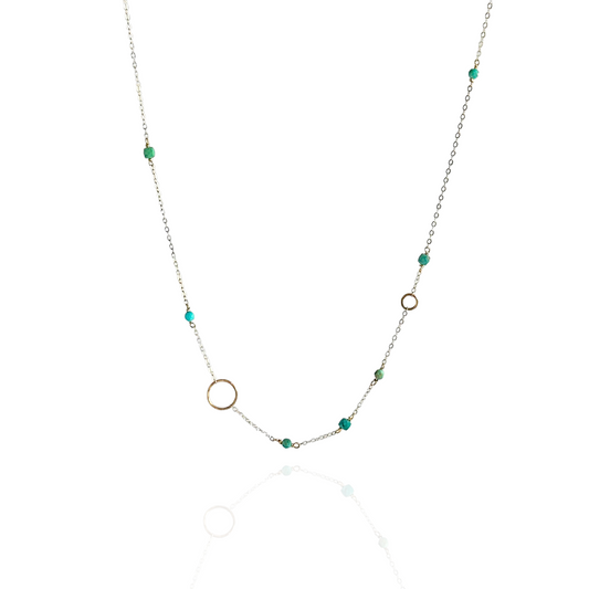 Tuquoise Joy - Dainty Sterling Silver and Turquoise Choker Necklace