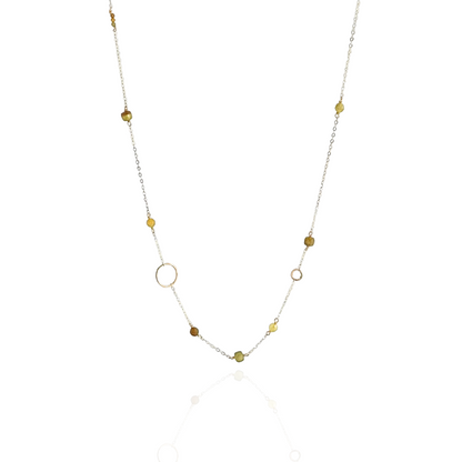 Green Goddess - Green Garnet & Gold Hoop Dainty Choker Necklace