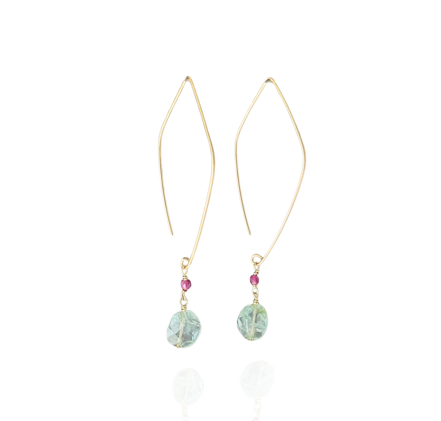 Ocean Light | Aquamarine & Ruby Gold Earrings