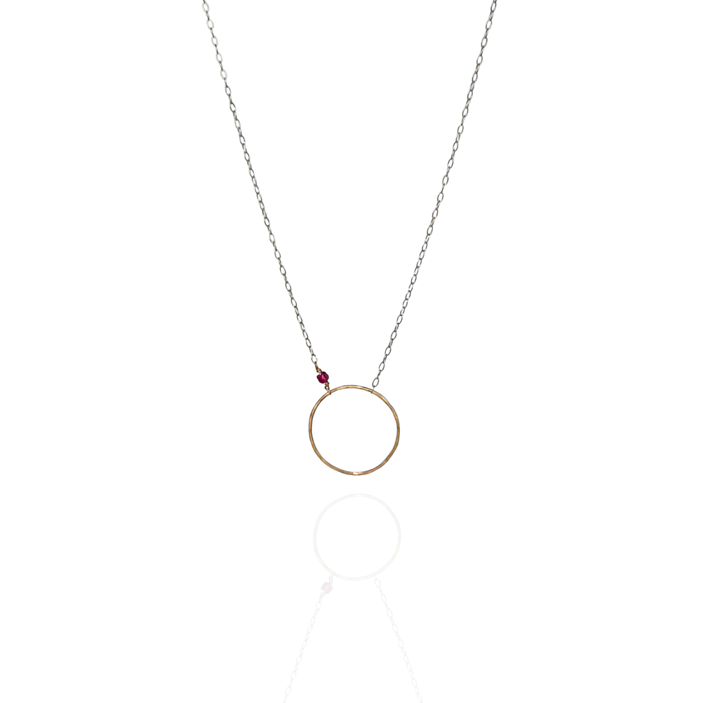 Heart Flame | Sterling Silver and Gold Necklace with Ruby
