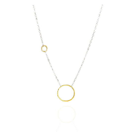 Unique Echoes - Dainty Sterling Silver and Gold Hoop Necklace