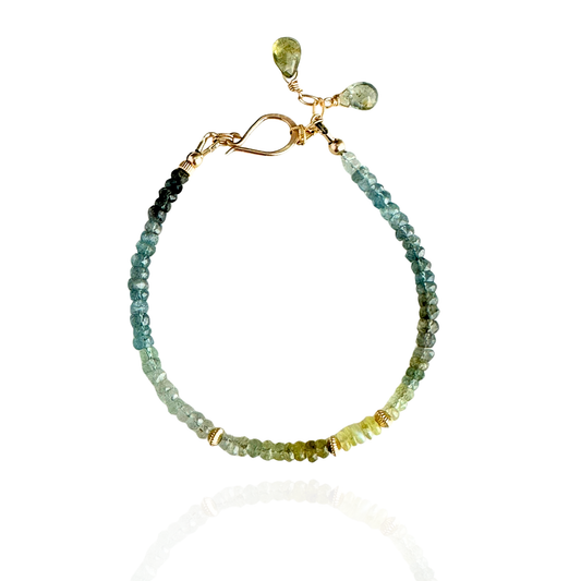Grounded in Light – Moss Aquamarine & Cat’s Eye Gold-Filled Bracelet