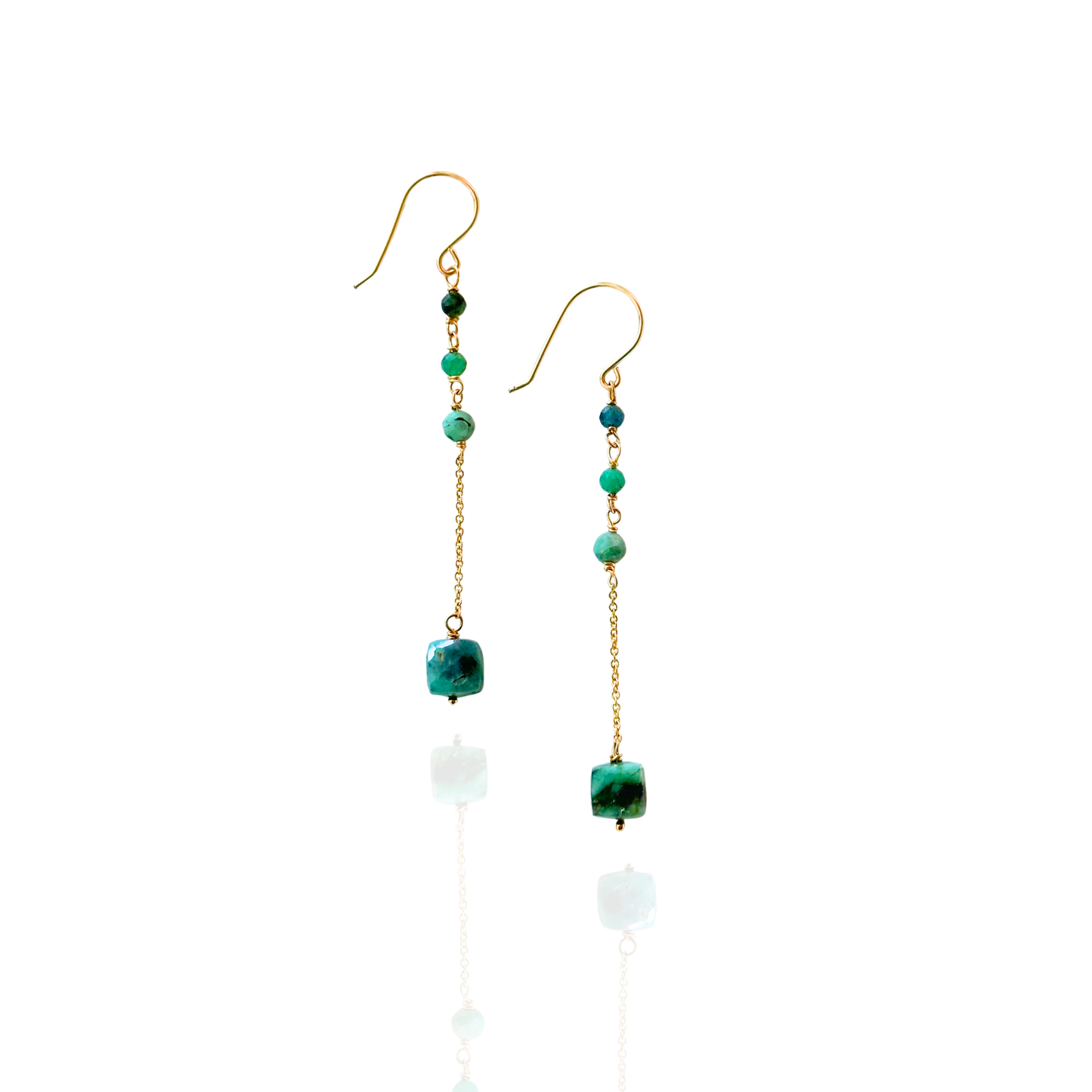Renewal | Emerald Gold Chain Earrings