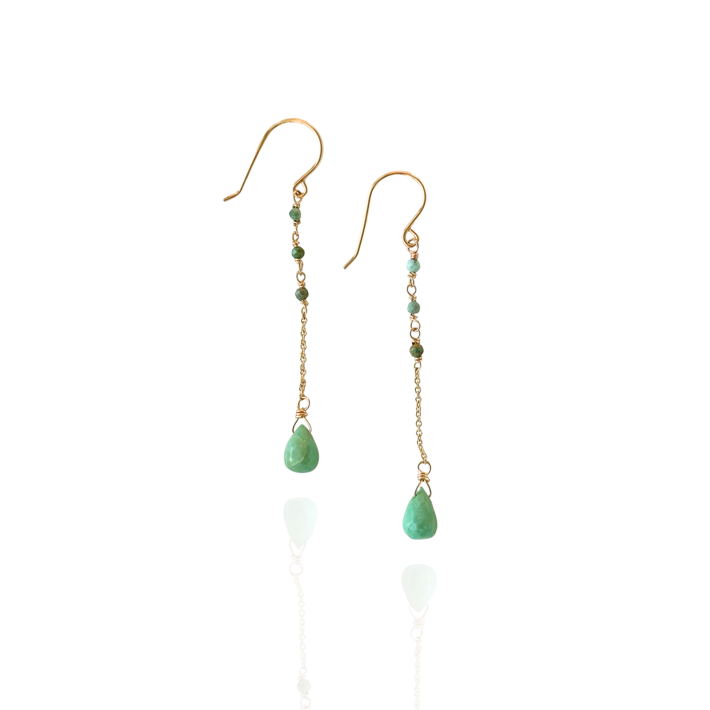 Grounded Sky | Turquoise Gold Chain Earrings